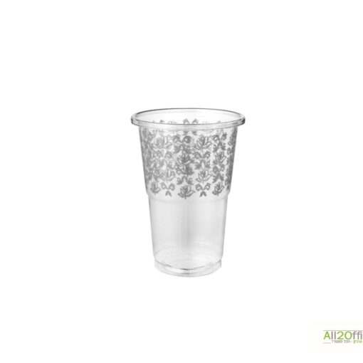 כוס פלסטיק מעוטרות כסף 1/40 שקוף